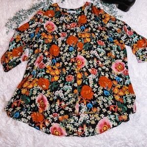 Beautiful floral sheer plus size shirt